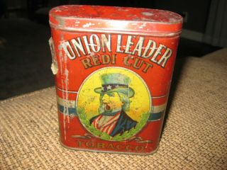 Vintage Union Leader Empty Pipe Tobacco Tin Redi Cut