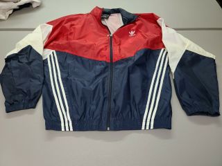 Vintage Adidas Track Jacket Colorblock Blue Red White Xl Trefoil 3 Stripes Vent