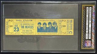 1966 Vintage Beatles Concert Ticket Stub Shea Stadium York Authenticated