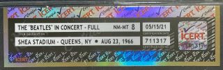 1966 Vintage Beatles Concert Ticket Stub Shea Stadium York Authenticated 3