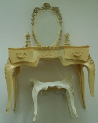 Vintage Barbie Suzy Goose Dressing Table With Mirror & Bench