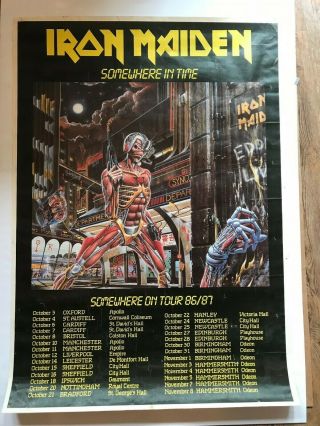 Iron Maiden - Somewhere In Time - 1986/87 Uk Tour Poster Vintage Rare