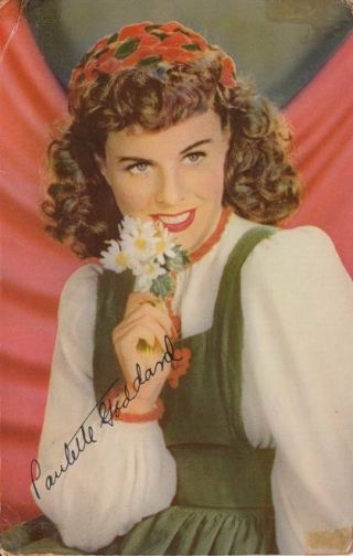 Vintage Postcard C1944 Actress Paulette Goddard Signed 17518