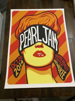 Pearl Jam 2014 Milwaukee Concert Edition Poster " Blindfolded Woman " Frost