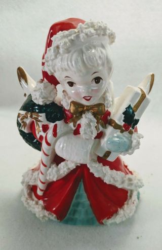 Vintage Napco Christmas Angel Girl Figurine Planter 1956 Japan 7”
