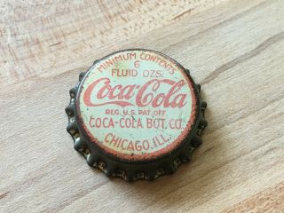 Vintage 1930s Coca - Cola Crown Cap / Bottle Cap,  Cork Coke - Chicago,  Il