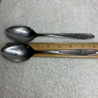 Vintage Pair Ekco Eterna Country Gardens Table Spoons 3