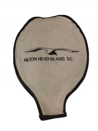 Vintage Hilton Head Sc South Carolina Tennis Racquet Racket Cloth Cover,  Beige