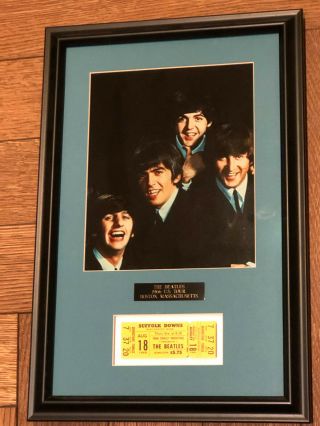 Beatles - 1966 - Concert Ticket - Boston - Suffolk Downs Framed Picture