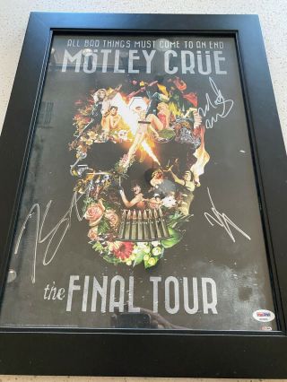 Motley Crue Psa/dna - The Final Tour Poster Signed By Sixx Neil Mars - Framed