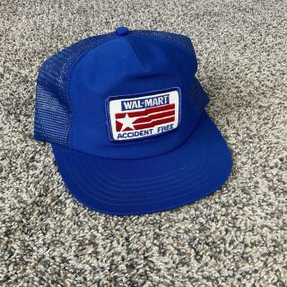 Vintage Walmart Patch Snapback Hat Cap Trucker Mesh Back Usa Made 90s Retro Guc
