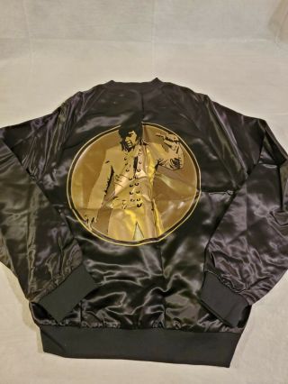 Vintage Elvis Presley Black Satin Jacket Size M Made In Usa