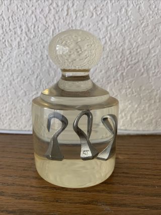 Vintage Lucite Paperweight With Nails Suspended Inside