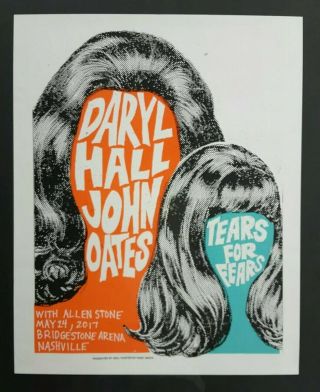 Daryl Hall John Oats 2017 Tears For Fears Nashville Print Mafia Concert Poster