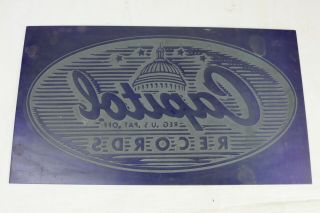 Vintage Capitol Records Sheet Metal Printing Press Plate Template - 13 " X 7 "