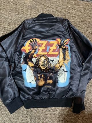 Vintage 1980s 1984 Ozzy Osbourne Bark At The Moon Satin Jacket Metal Small