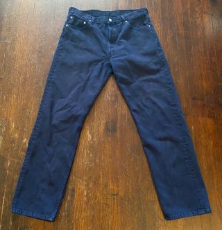 Levis Vintage 501 Button Fly Made In Usa Jeans Sz 36 X 32 Garment Dye - Navy
