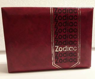Vtg.  Zodiac Watch Empty Box Only Red Clam Shell Close Musty Odor
