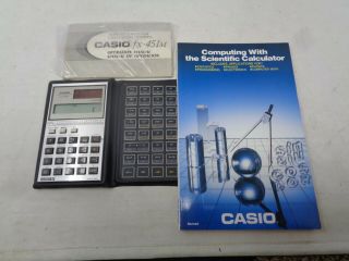 Vintage Solar Powered Casio Scientific Calculator Fx - 451m W/instructions & Book