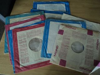 9 Vintage 12 " Mono / Stereo Inner Record Sleeves (6)