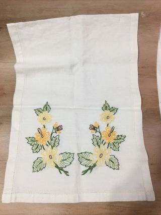 Vintage Hand - Embroidered Dresser Scarf Or Small Table Runner,  Fall Floral