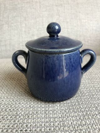 Bourne Denby Cottage Blue Twin Handled Lidded Pot Vintage