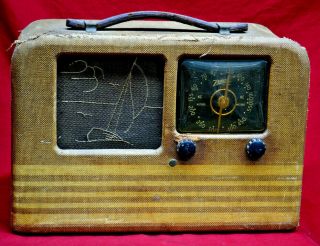 Vintage Zenith Portable Radio; Model 5g603 Chassis 5b07 Sailboat Grill 1942