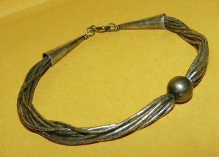 Vintage Old Pawn Native Navajo Sterling Silver 10 Strand Beaded 7 1/2 " Bracelet