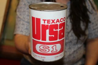 Vintage Texaco Ursa S1 Motor Oil 1 Quart Metal Can Gas Station Sign