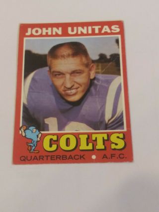 1971 Topps Football Card 1 Johnny Unitas Baltimore Colts Hof Qb Vintage Nfl