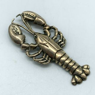 Vintage Beau Lobster Sterling Figural Brooch Pin Signed