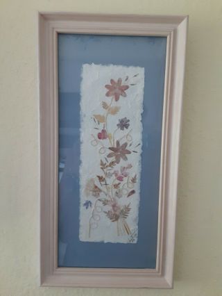 Vintage Framed Pressed Flowers Picture By Intercontinental Madagascar Signed