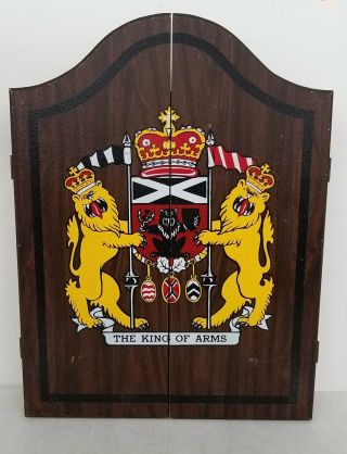 Vintage The King Of Arms Wooden Dart Board Cabinet Jbh