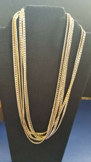 Vintage Gold Tone Necklace Signed West Germany 6 Strand 24 " Gorgeous