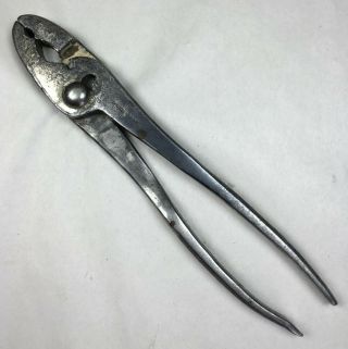 Vintage Diamond Edge Slip Joint Pliers With Screwdriver Handle 9 - 3/4 " Long Tool