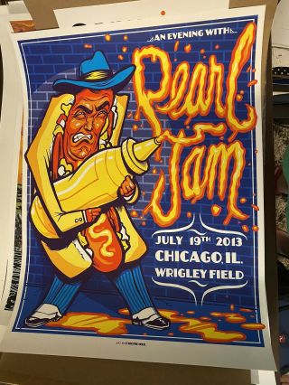 Pearl Jam Wrigley Field Poster 2013 Munk One
