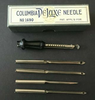Vintage Columbia Deluxe Yarn Needle Set No.  1690 With 4 Needles.  (no Instructions