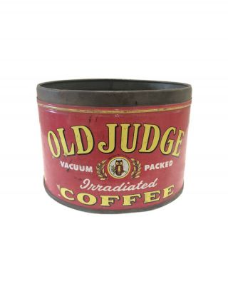 Vintage 1950’s Old Judge Coffee Tin 1 Lb Can.  St Louis,  Mo.  History