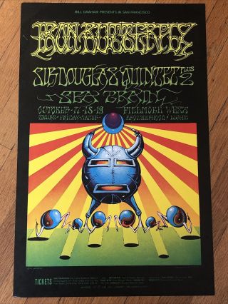 Vintage Iron Butterfly 1968 San Francisco Bg 141 Fillmore West Concert Poster