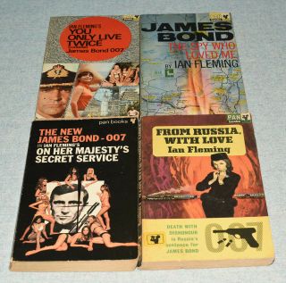 4 X James Bond,  Ian Fleming From Russia With Love,  The Spy Who (vintage Pan P/b)