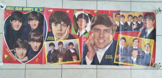 Great Gear Groups Of 1964 Poster 19x52 Beatles Rolling Stones Dave Clark Five