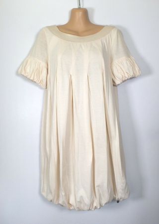 Ted Baker Vintage Cream Jersey Puff - Sleeve Bubble - Hem Boho Tunic Dress,  Ted2 /10