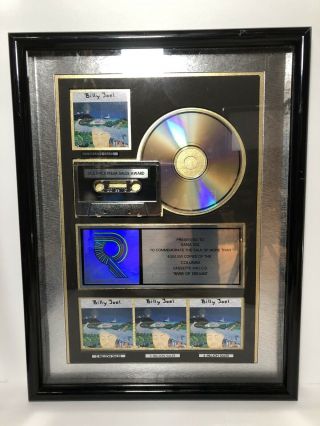 Billy Joel Riaa Certified Multi - Platinum Sales Award River Of Dreams Framed