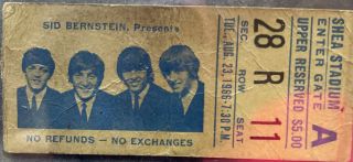 Beatles Concert Ticket August 23,  1966 Shea Stadium