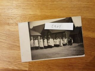 Vintage Real Photo Postcard Of People At Preston Church Paignton Devon