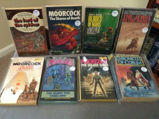 8 Michael Moorcock Vintage Paperback Books - 1960s To 1980s Sci Fi & Fantasy
