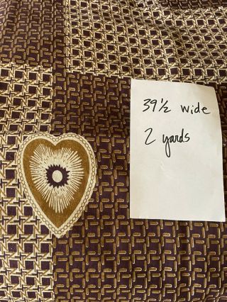 Vintage 39.  5 Wide.  2 Yd Cotton Fabric Panel Heart And Pattern.