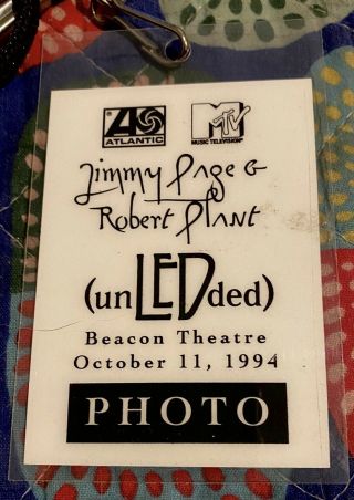Led Zeppelin - Jimmy Page & Robert Plant - Unledded - Photo Pass - 1994 Beacon