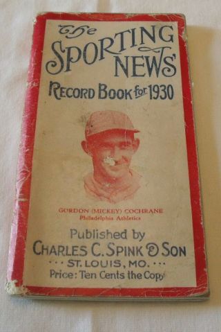 1930 Vintage The Sporting News Record Book Mickey Cochrane Cover