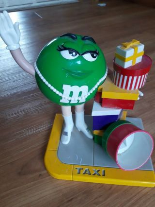 Vintage M&ms Candy Dispenser Figure Ms.  Green Hailing Taxi